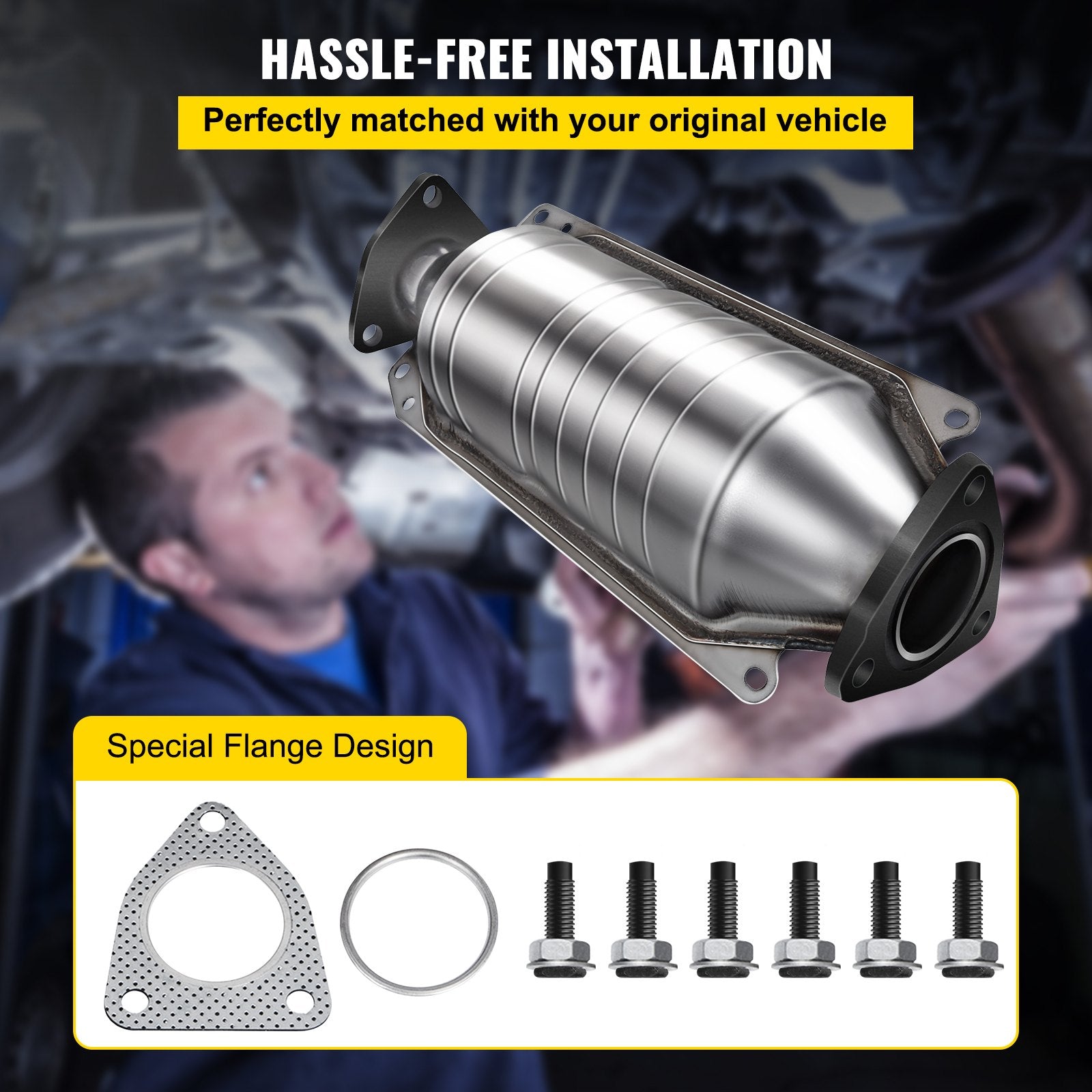 Catalytic Converter Compatible with 1998-2002 Honda Accord 2.3L, Direct-Fit High Flow Series Cat Converter, Stainless Steel Exhaust Converter Pipe with Flange Design & Gasket (OBD III Compliant)