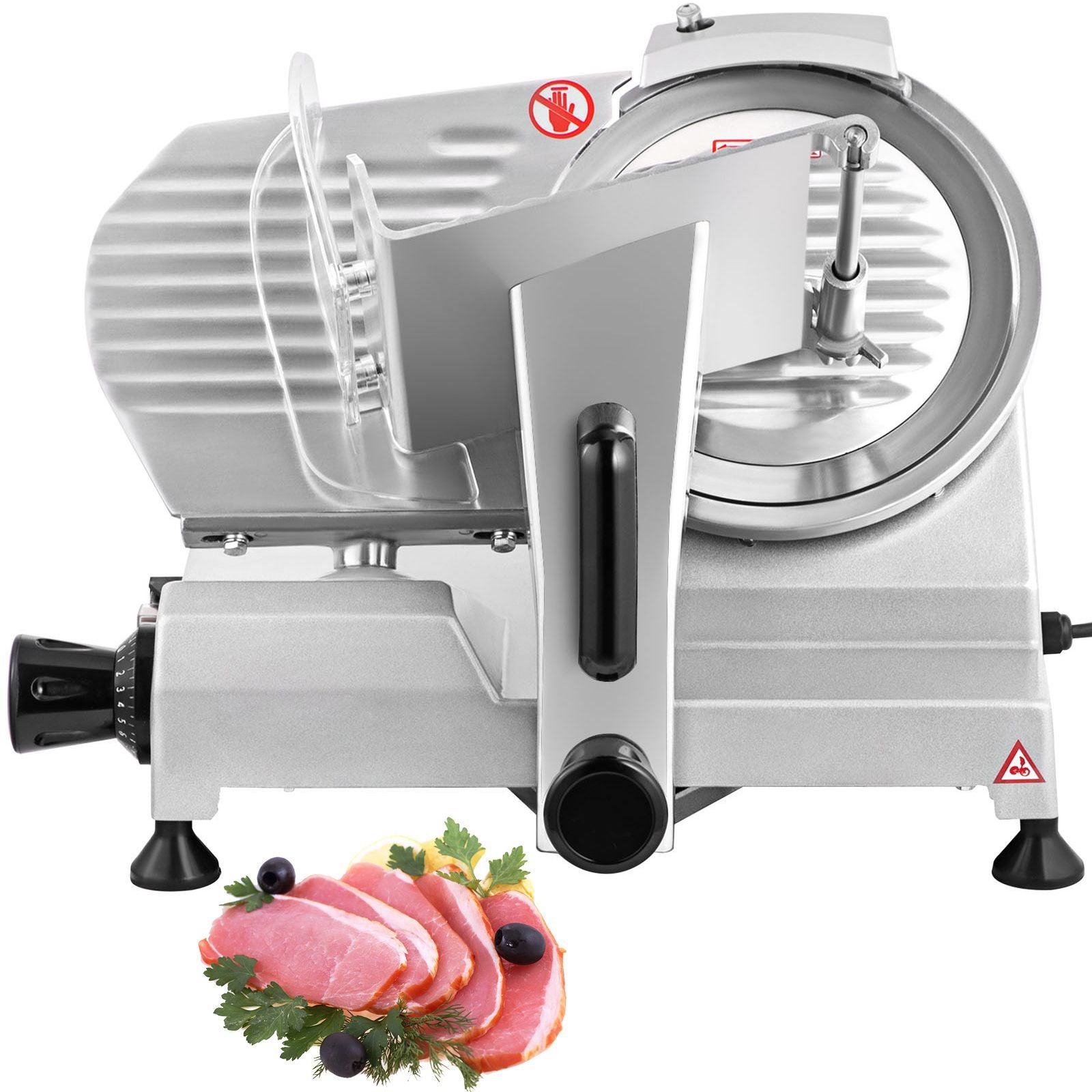 Commercial Meat Slicer, 200W Electric Deli Food Slicer, 350-400RPM Meat Slicer with 8" Carbon Steel Blade, 0 - 0.47 inch Adjustable Thickness Electric Meat Slicer for Home and Commercial Use