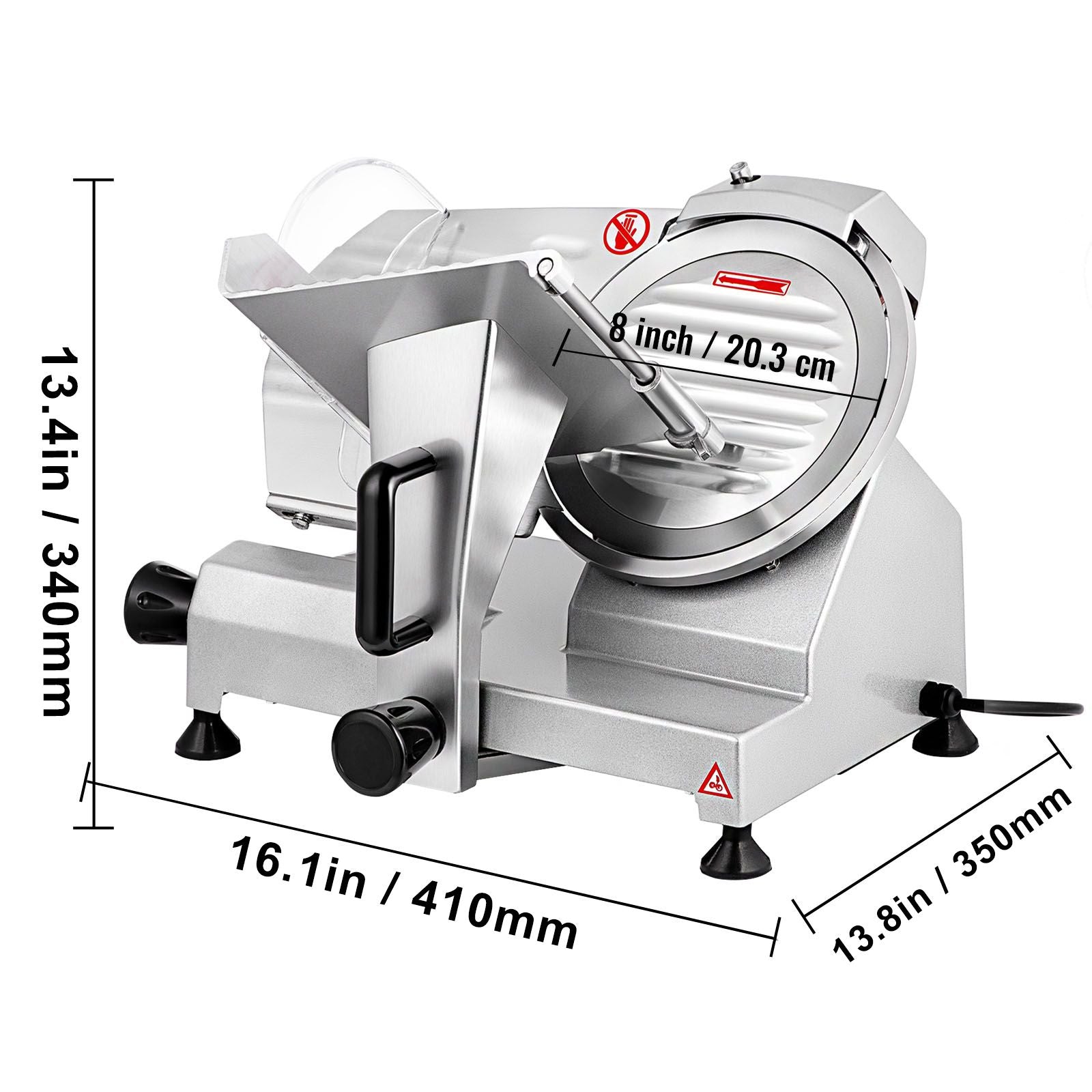 Commercial Meat Slicer, 200W Electric Deli Food Slicer, 350-400RPM Meat Slicer with 8