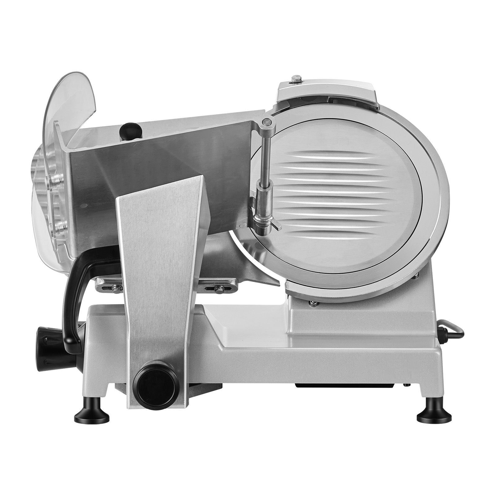 Commercial Meat Slicer, 240W Electric Deli Food Slicer with 250mm Carbon Steel Blade, Built-In Sharpener & 0-12mm Adjustable Thickness for Frozen Meat, Ham, Baguett, Steak