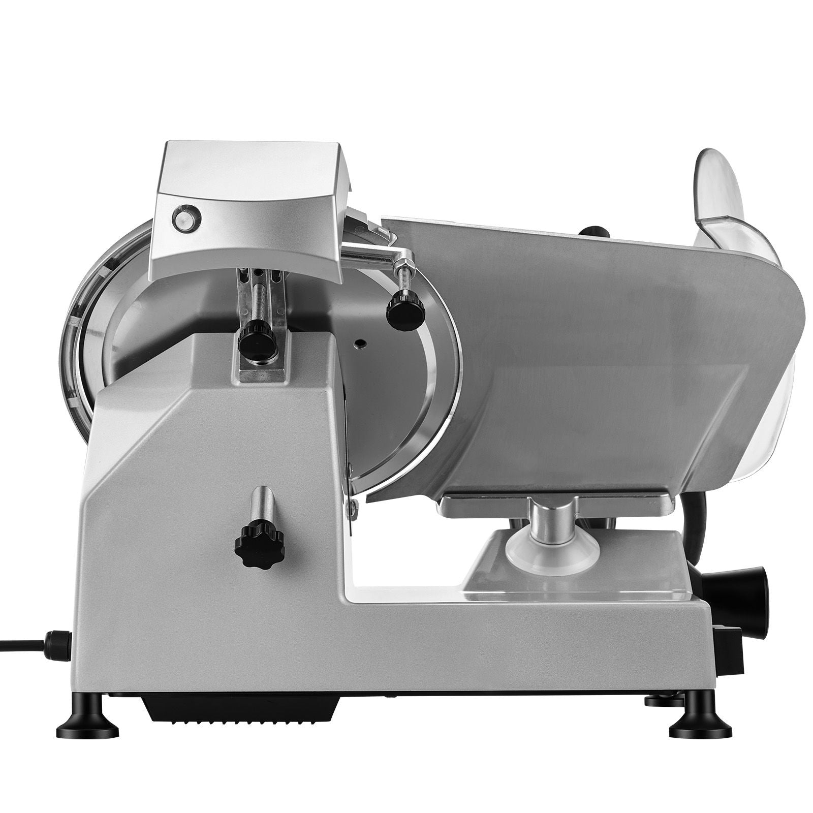 Commercial Meat Slicer, 240W Electric Deli Food Slicer with 250mm Carbon Steel Blade, Built-In Sharpener & 0-12mm Adjustable Thickness for Frozen Meat, Ham, Baguett, Steak