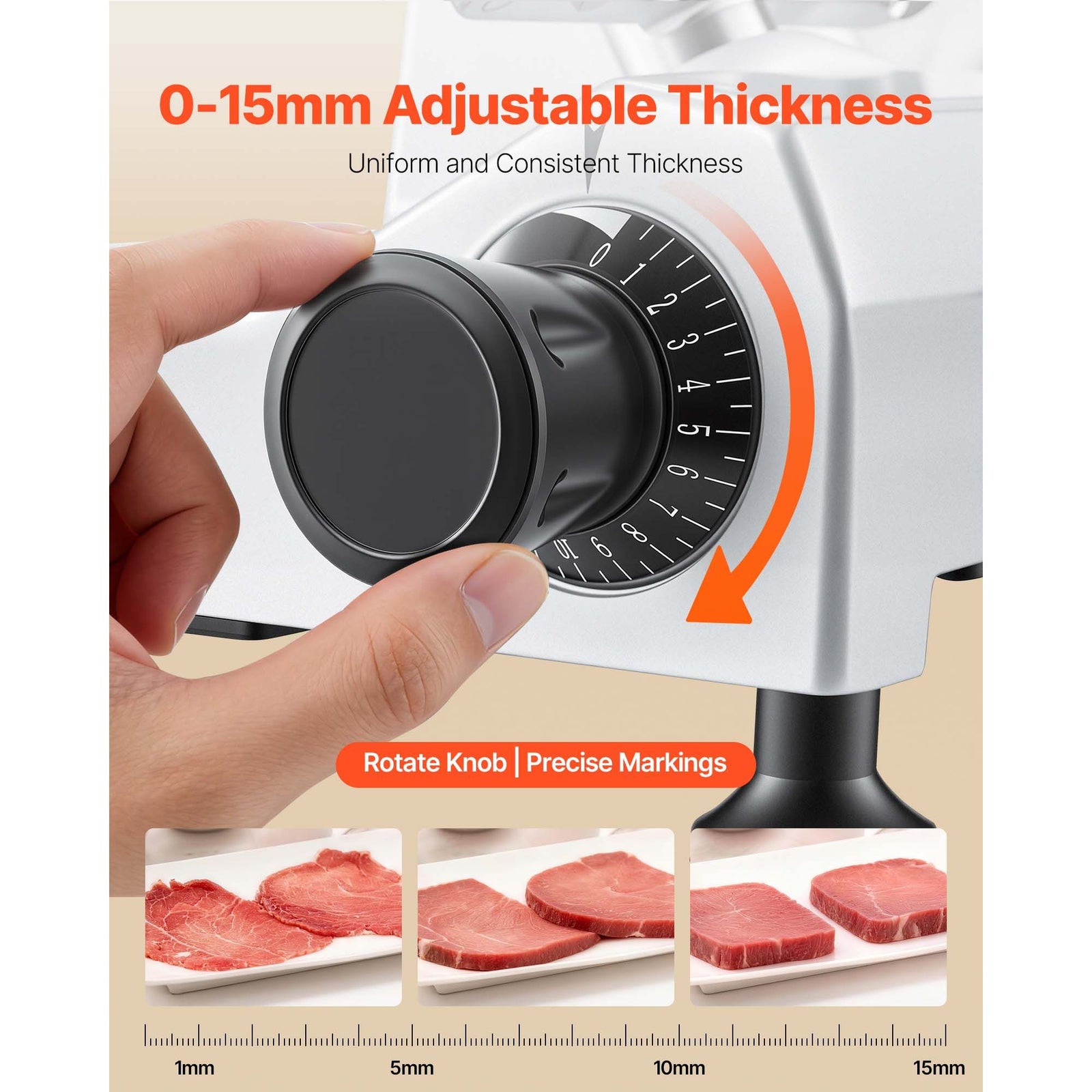 Commercial Meat Slicer, 320W Electric Deli Food Slicer with 300mm Carbon Steel Blade, Built-In Sharpener & 0-15mm Adjustable Thickness for Frozen Meat, Ham, Baguett, Steak