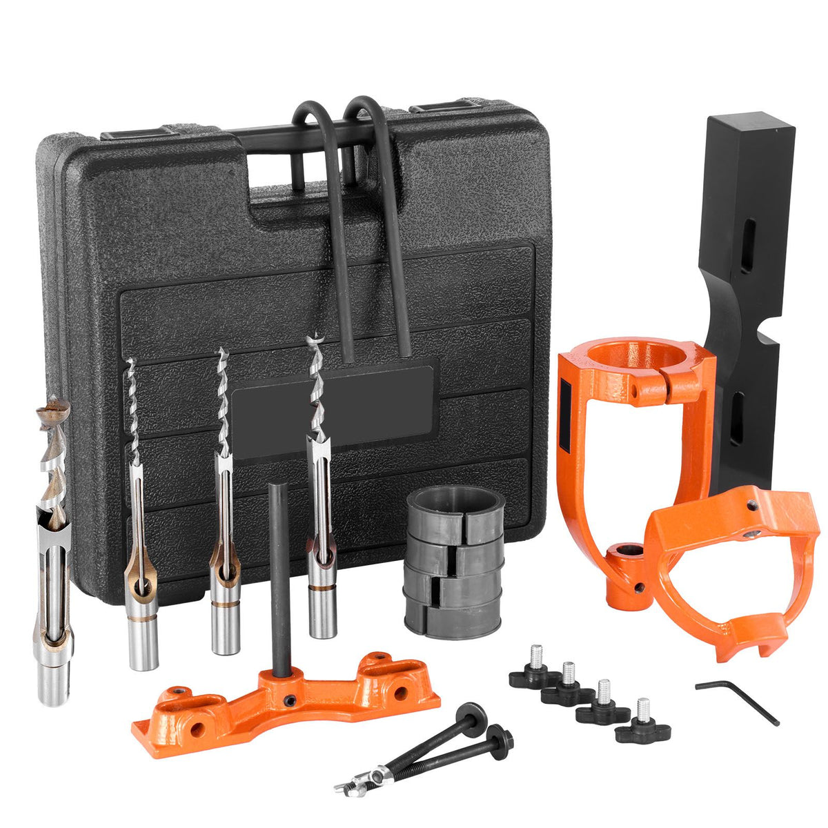 Drill Press Mortising Attachment Kit 4 Chisels Square Hole Woodworking