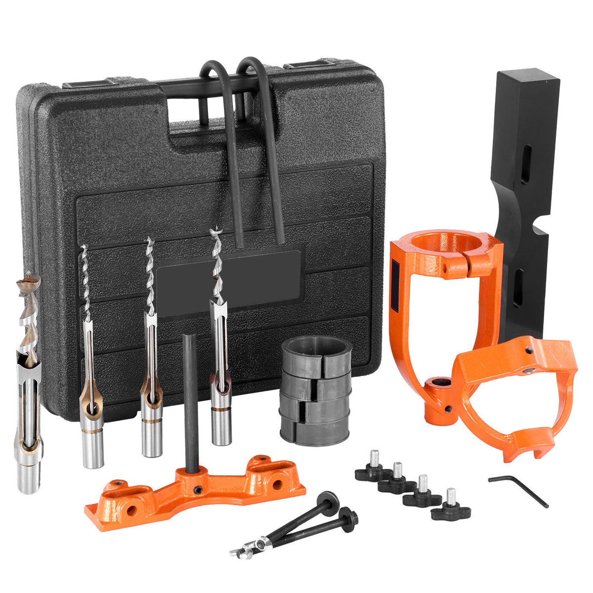 Drill Press Mortising Attachment Kit 4 Chisels Square Hole Woodworking
