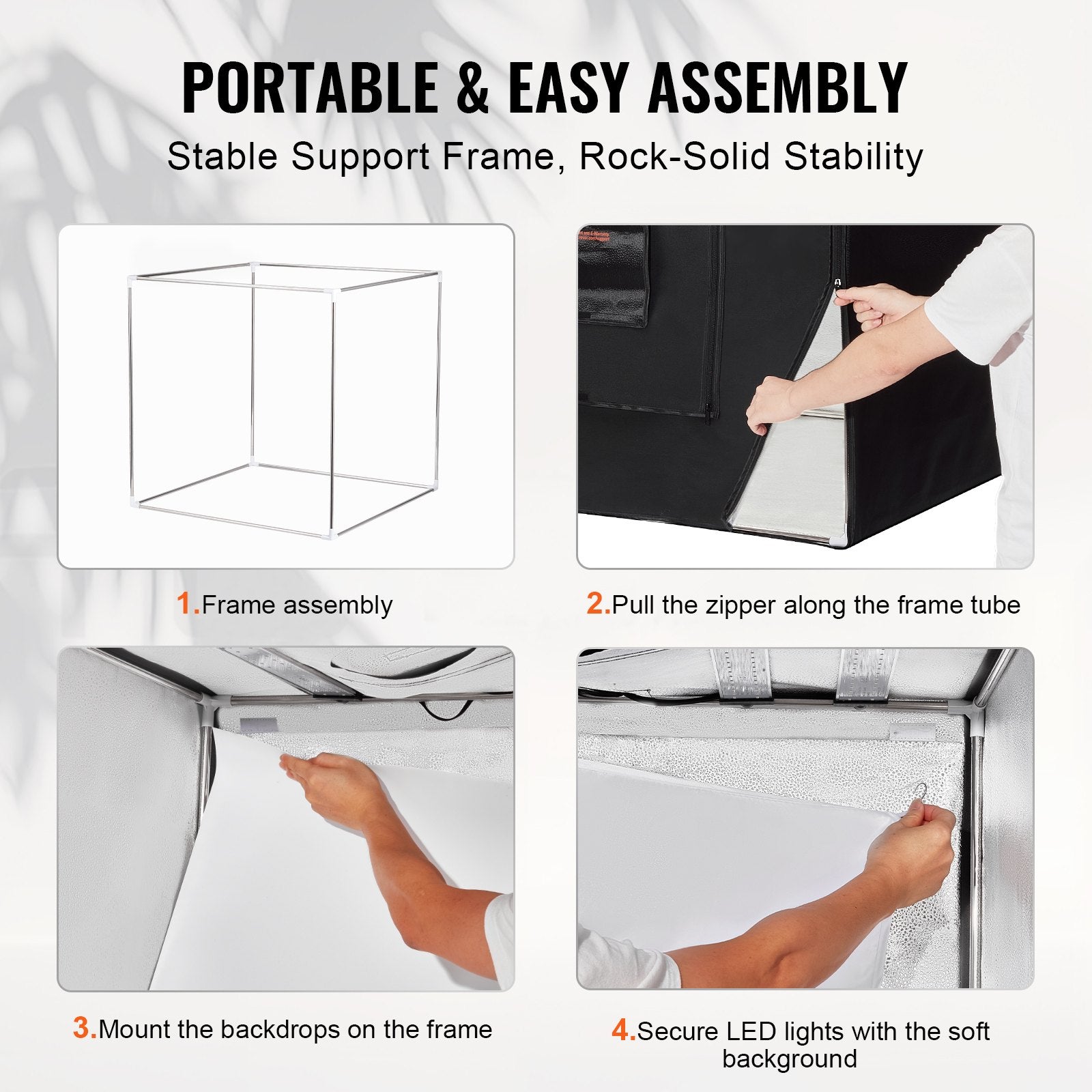 Photo Studio Light Box 5600K with 210 LED Lights Power Adapter, 81.5 x 81.5 x 81.5 cm