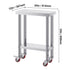 Stainless Steel Work Table with Wheels 24 x 12 x 32 Inch Prep Table with 4 Casters Heavy Duty Work Table for Commercial Kitchen Restaurant Business