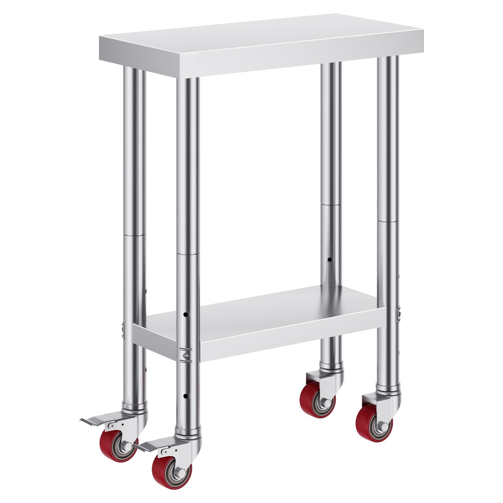 Stainless Steel Work Table with Wheels 24 x 12 x 32 Inch Prep Table with 4 Casters Heavy Duty Work Table for Commercial Kitchen Restaurant Business