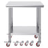 24 x 30 Stainless Steel Work Table with Wheels Heavy Duty Prep Table