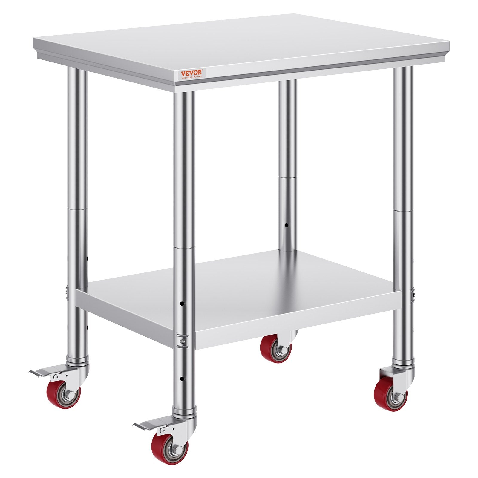 Stainless Steel Work Table with Wheels 24 x 30 Prep Table with casters Heavy Duty Work Table for Commercial Kitchen Restaurant Business (24 x 30 x 33.8 Inch)