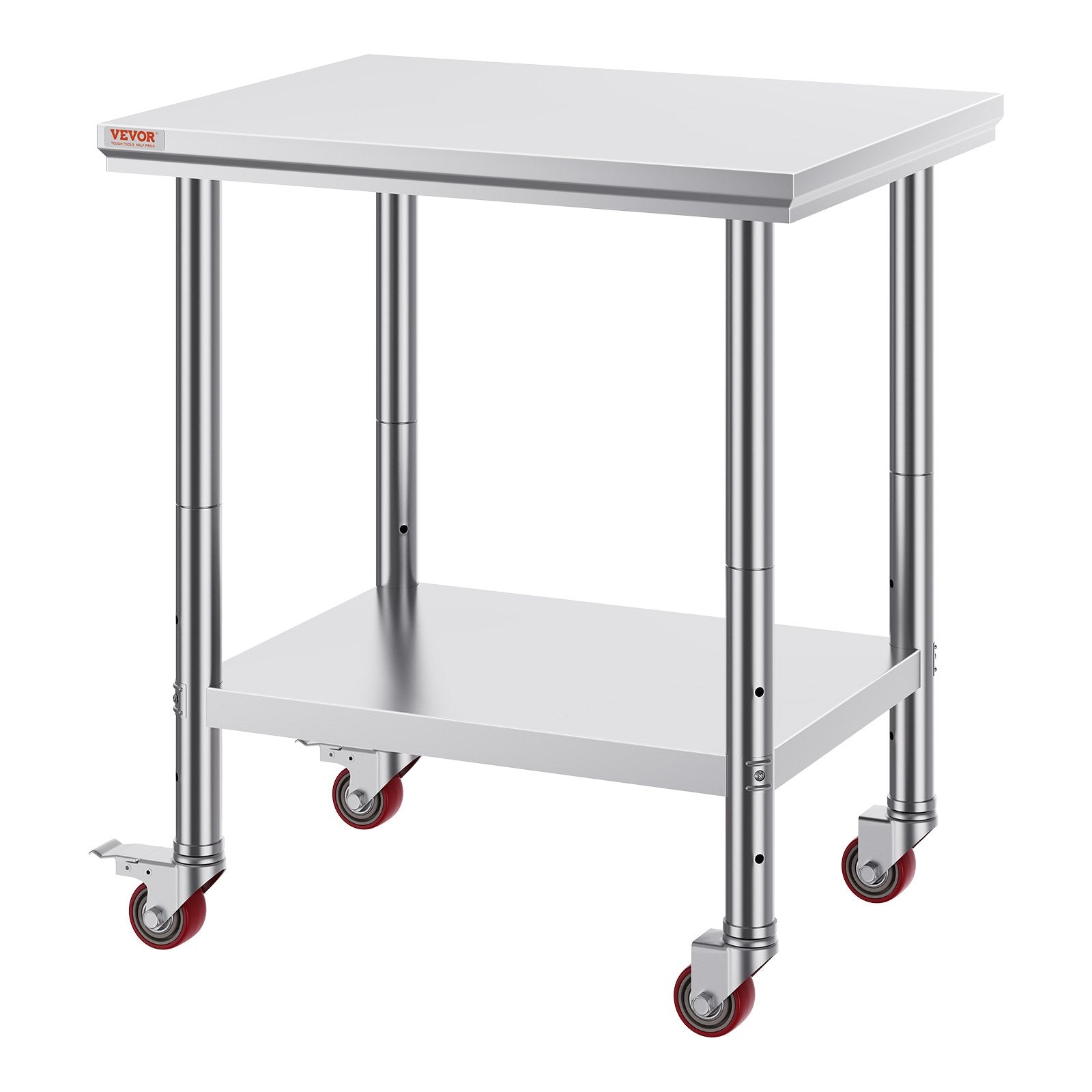 Stainless Steel Work Table with Wheels 24 x 30 Prep Table with casters Heavy Duty Work Table for Commercial Kitchen Restaurant Business (24 x 30 x 33.8 Inch)