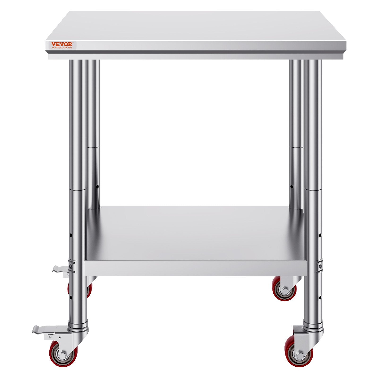 Stainless Steel Work Table with Wheels 24 x 30 Prep Table with casters Heavy Duty Work Table for Commercial Kitchen Restaurant Business (24 x 30 x 33.8 Inch)