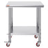 Stainless Steel Work Table with Wheels 24 x 30 Prep Table with casters Heavy Duty Work Table for Commercial Kitchen Restaurant Business (24 x 30 x 33.8 Inch)