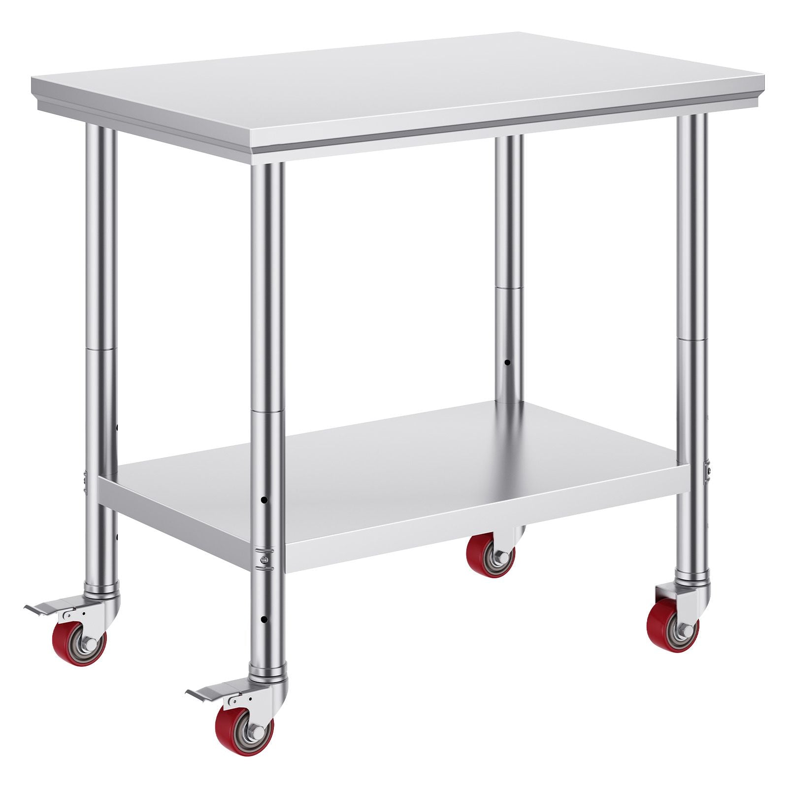 Stainless Steel Work Table 36x24 Inch with 4 Wheels Commercial Food Prep Worktable with Casters Heavy Duty Work Table for Commercial Kitchen Restaurant