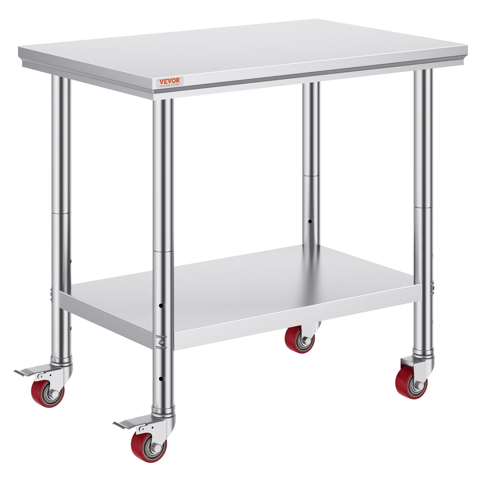 Stainless Steel Work Table 36x24 Inch with 4 Wheels Commercial Food Prep Worktable with Casters Heavy Duty Work Table for Commercial Kitchen Restaurant