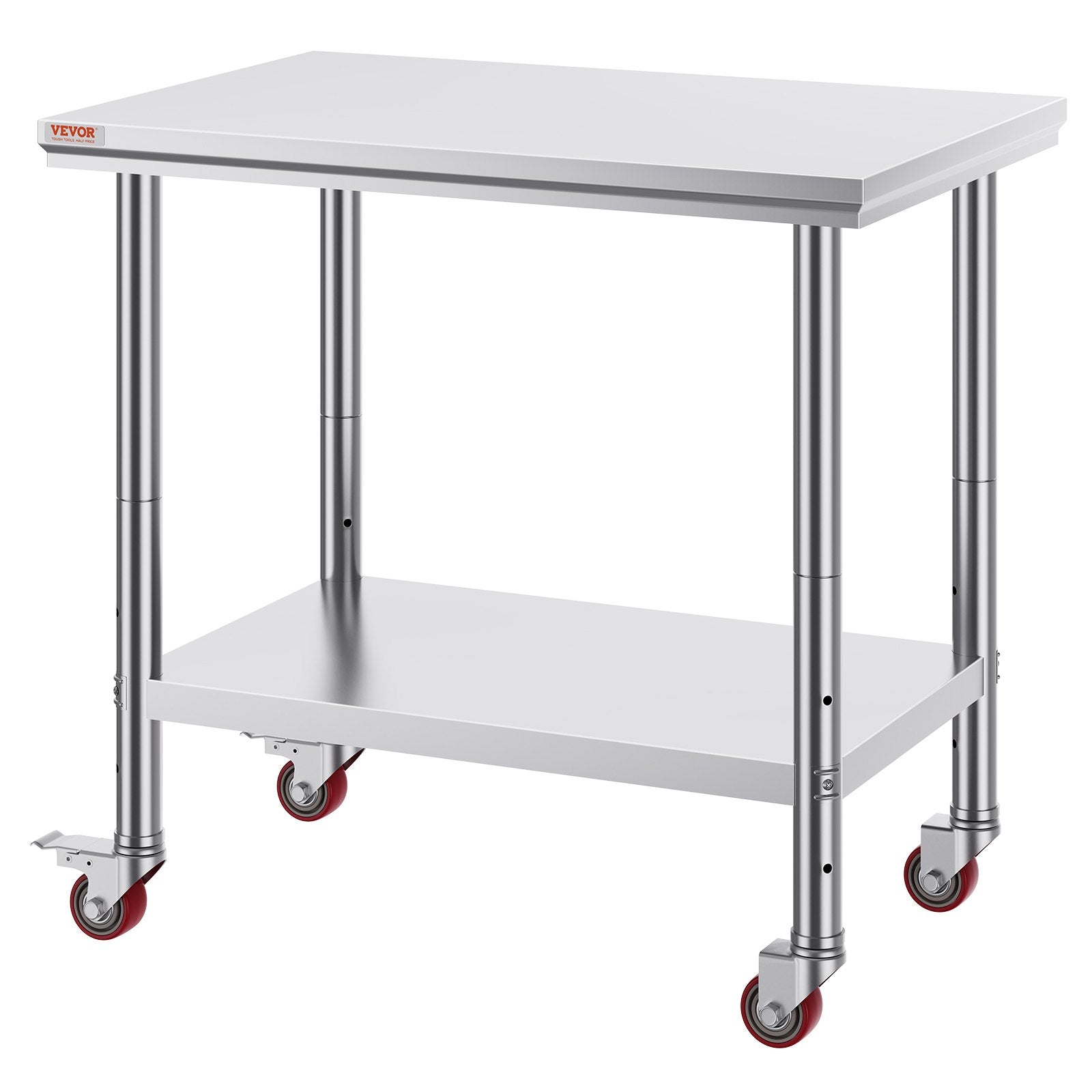 Stainless Steel Work Table 36x24 Inch with 4 Wheels Commercial Food Prep Worktable with Casters Heavy Duty Work Table for Commercial Kitchen Restaurant