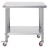 Stainless Steel Work Table 36x24 Inch with 4 Wheels Commercial Food Prep Worktable with Casters Heavy Duty Work Table for Commercial Kitchen Restaurant