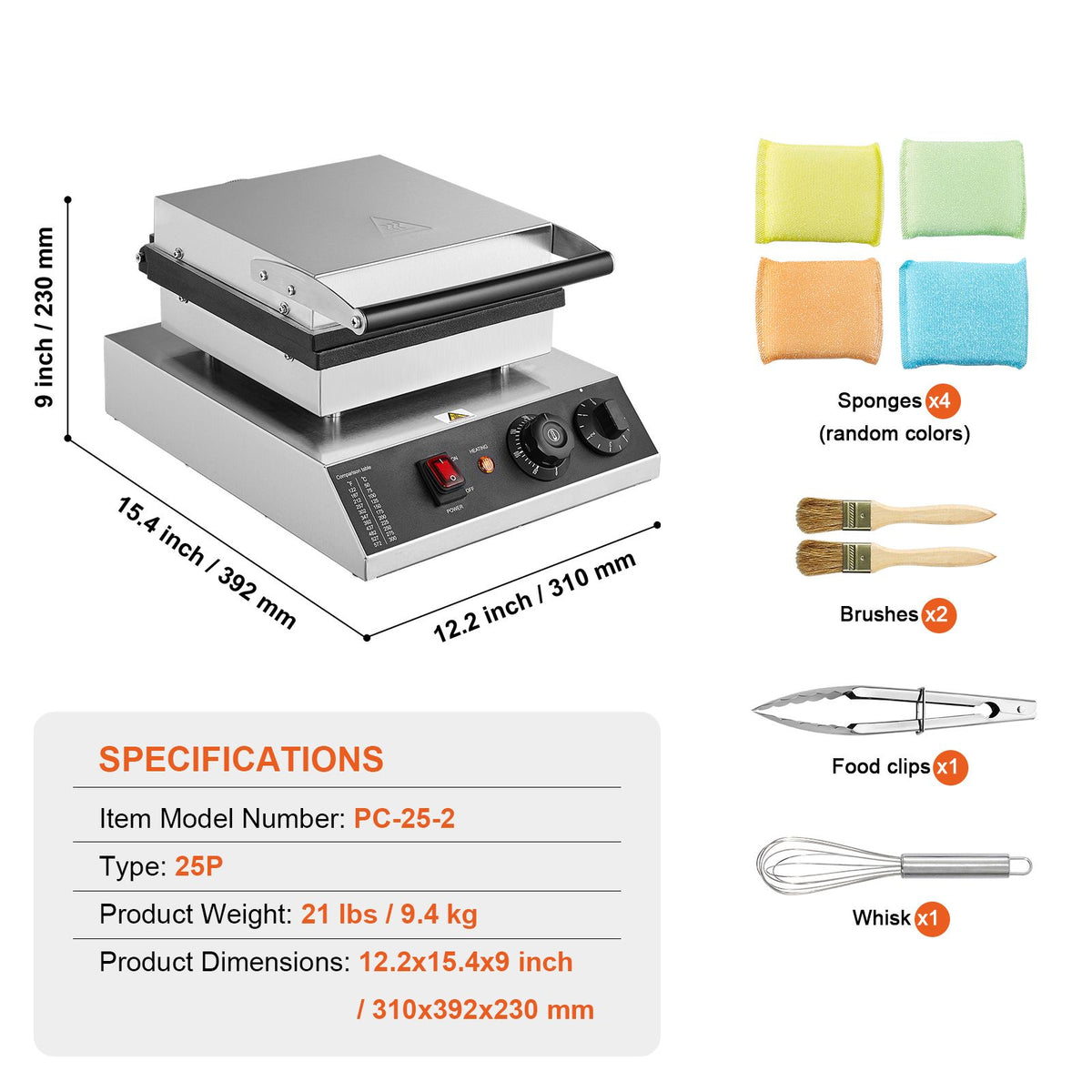 25 Hole Mini Dutch Pancake Maker 1700W Commercial Poffertjes Grill