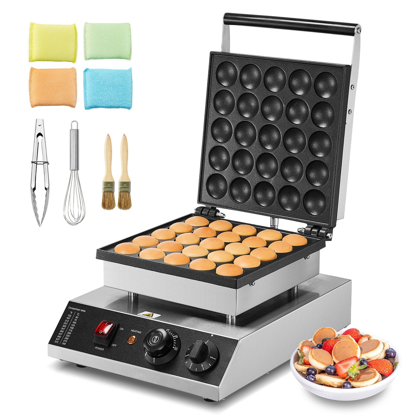 25 Hole Mini Dutch Pancake Maker 1700W Commercial Poffertjes Grill