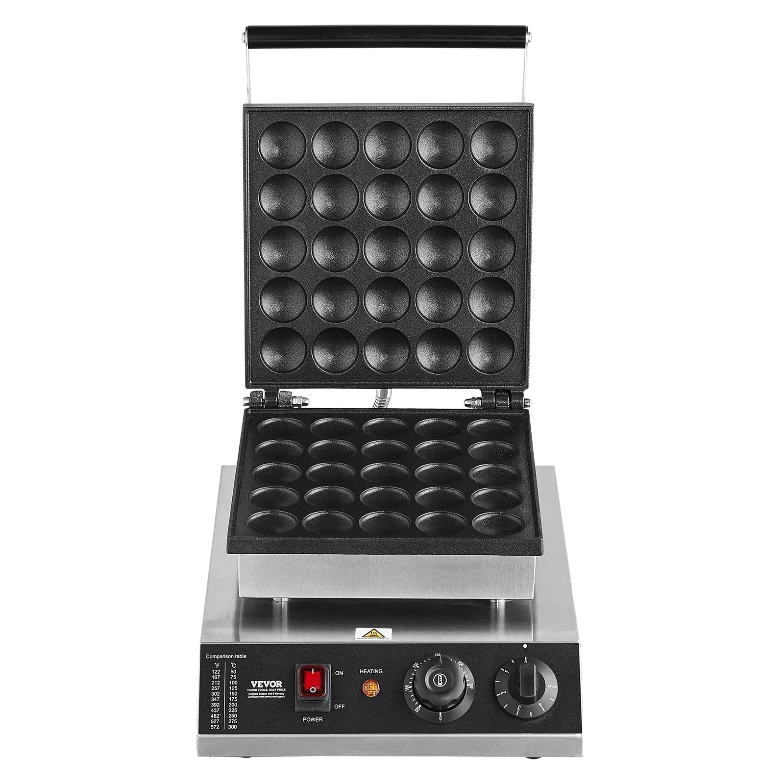 Mini Dutch Pancake Maker, 25PCS 43mm Diameter Dorayaki Baker Machine, 1700W Commercial Electric Poffertjes Grill, Non-stick Stainless Steel, Temp & Time Control, for Home Kitchen Restaurant