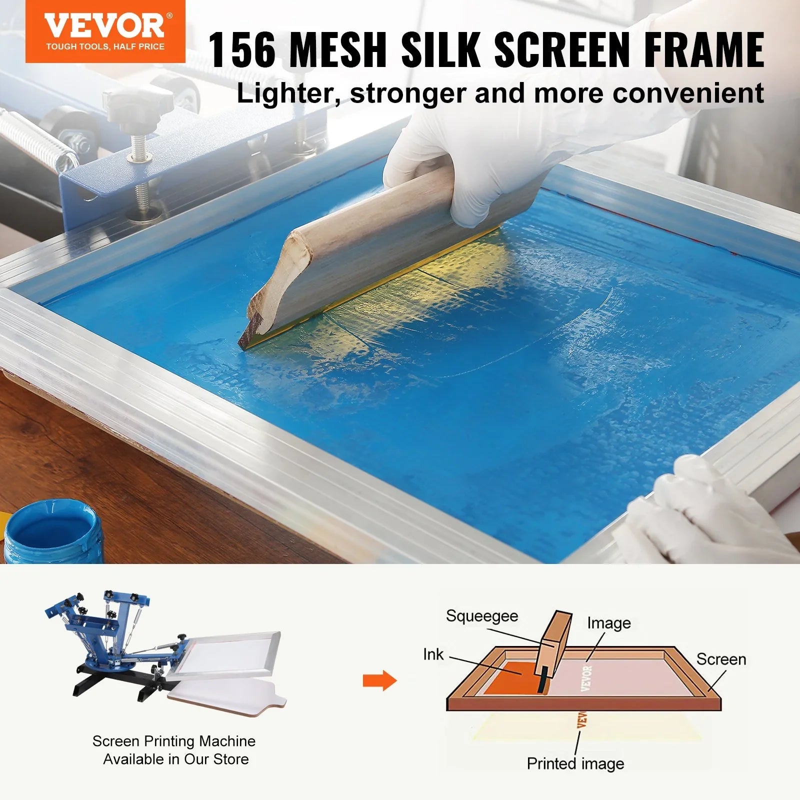 Screen Printing Kit, 6 Pieces Aluminum Silk Screen Printing Frames, 25.4 x 35.6 cm Silk Screen Printing Frame with 156 Count Mesh, High Tension Nylon Mesh and Sealing Tape for T-shirts DIY