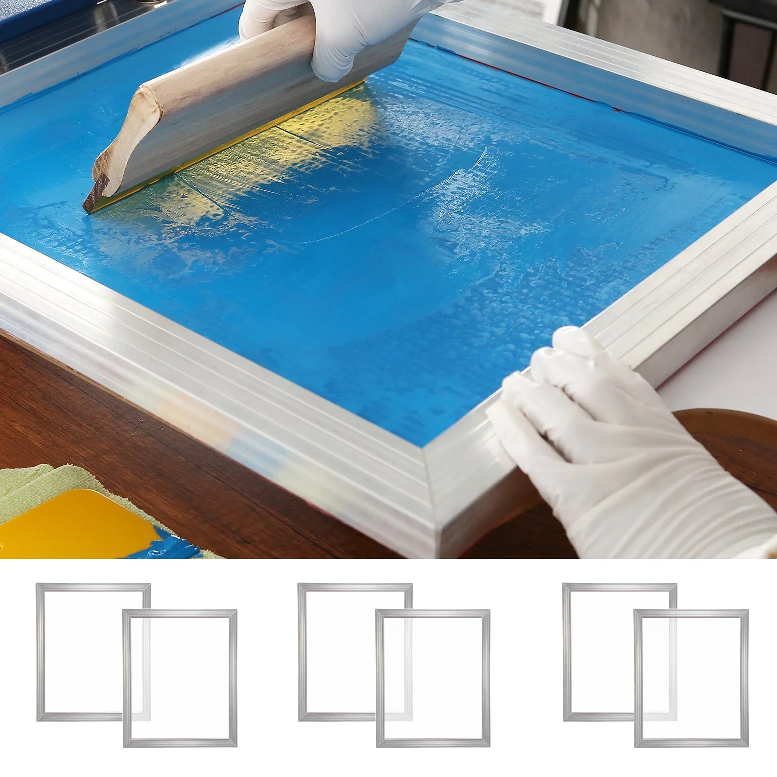 Screen Printing Kit, 6 Pieces Aluminum Silk Screen Printing Frames, 20x24inch Silk Screen Printing Frame with 160 Count Mesh, High Tension Nylon Mesh and Sealing Tape for T-shirts DIY Printing