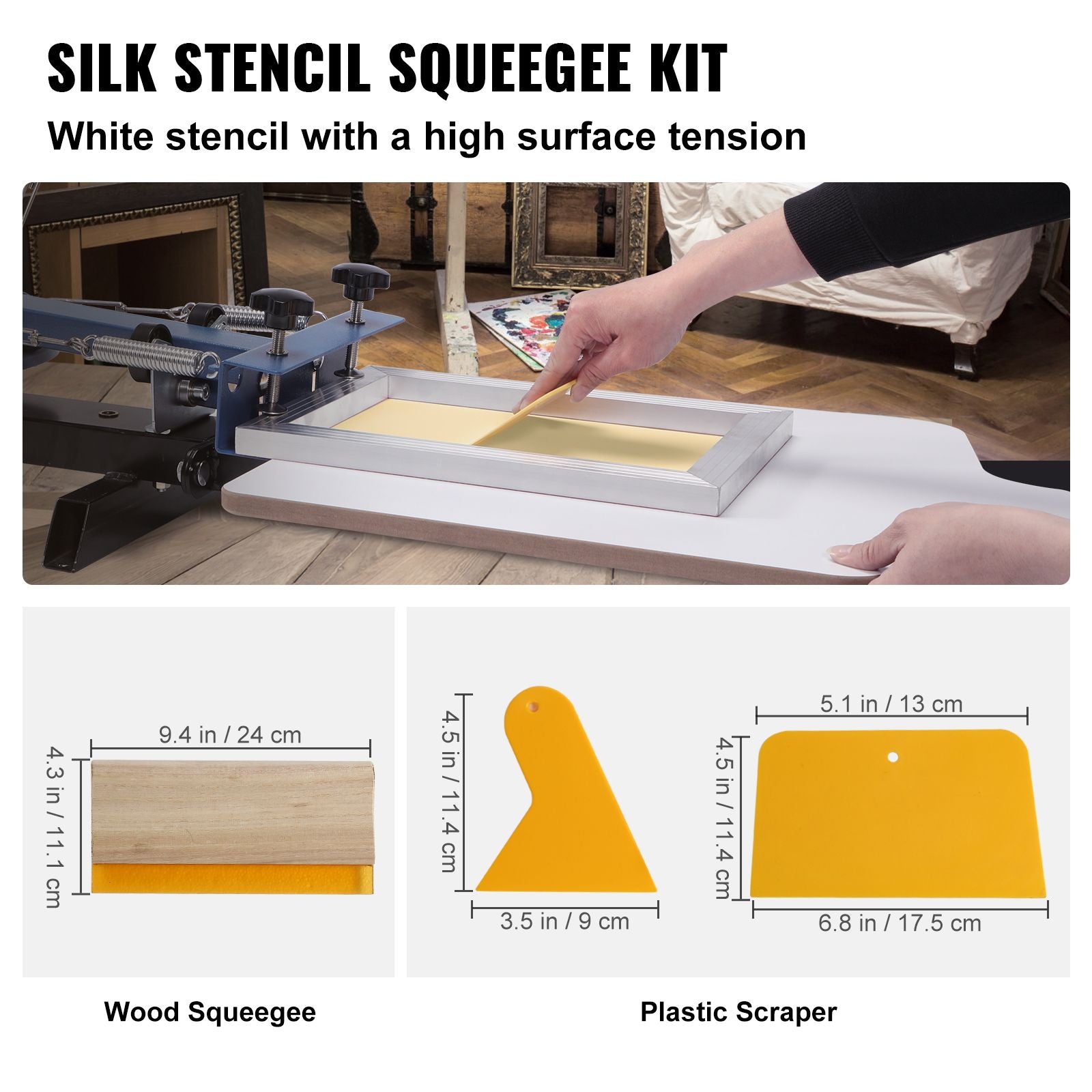 Screen Printing Kit 110 Mesh Aluminum Frames Squeegee DIY T-Shirt Set