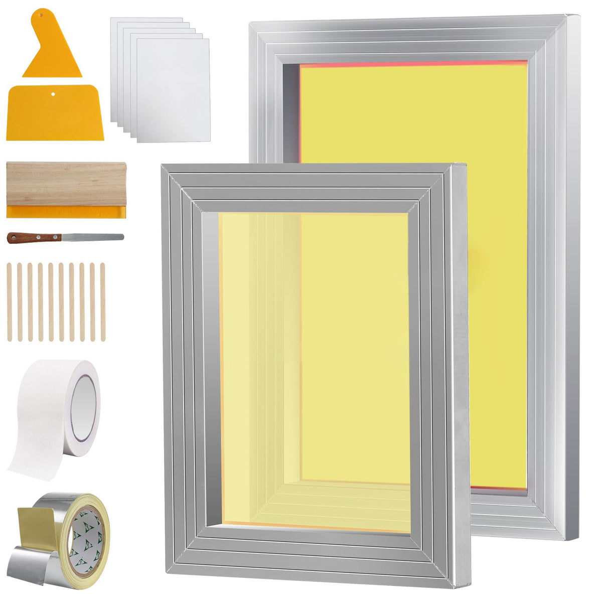 Screen Printing Kit 110 Mesh Aluminum Frames Squeegee DIY T-Shirt Set
