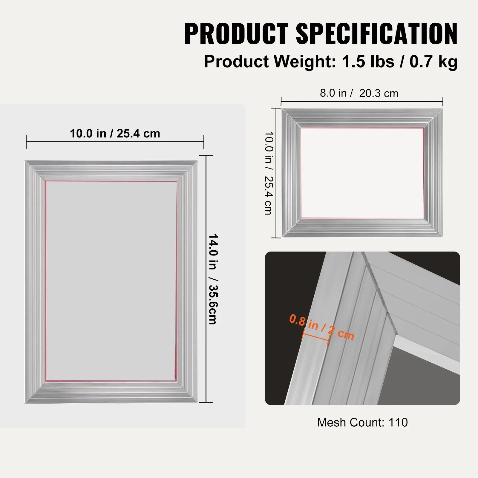 Screen Printing Kit, 2 Pieces Aluminum Silk Screen Printing Frames20.3 x 25.4/25.4 x 35.6cm 110 Count Mesh, 2 Tapes and Screen Printing Squeegees and Transparency Films for T-shirts DIY