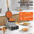 Commercial Bubble Waffle Maker, 1400W Egg Pancake Baker Machine, Non-Stick Stainless Steel Egg Bubble Puff, 180° Rotatable, Temp and Time Control, Wooden Handle, for Restaurant Bakery Snack Bar