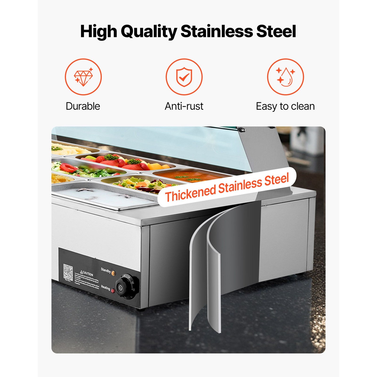 Commercial Food Warmer, 1500W Electric Stainless Steel Steam Food Warmer with Glass Cover, 9-Pan Countertop Buffet Bain Marie with Soup & Perforated Ladles, for Catering, Restaurant & Party