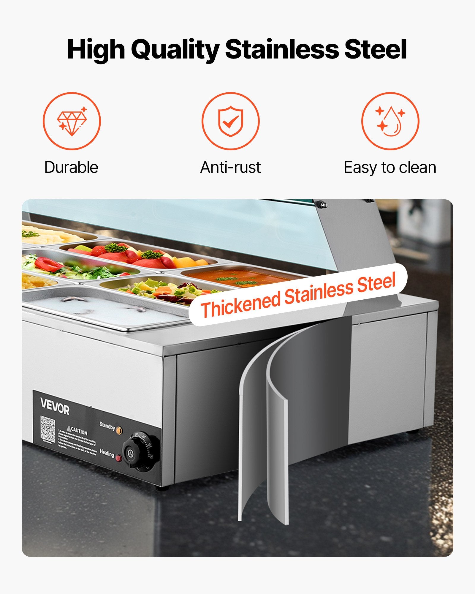 Commercial Food Warmer, 1500W Electric Stainless Steel Steam Food Warmer with Glass Cover, 9-Pan Countertop Buffet Bain Marie with Soup & Perforated Ladles, for Catering, Restaurant & Party