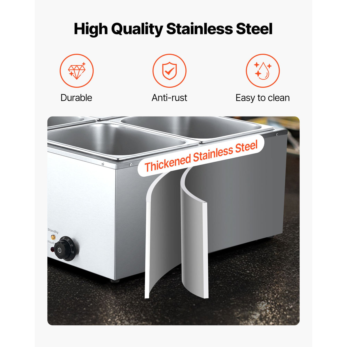Commercial Food Warmer 1500W 4 Pan Electric Bain Marie Buffet Steam Table