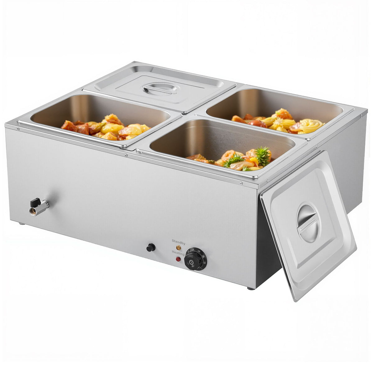 Commercial Food Warmer 1500W 4 Pan Electric Bain Marie Buffet Steam Table