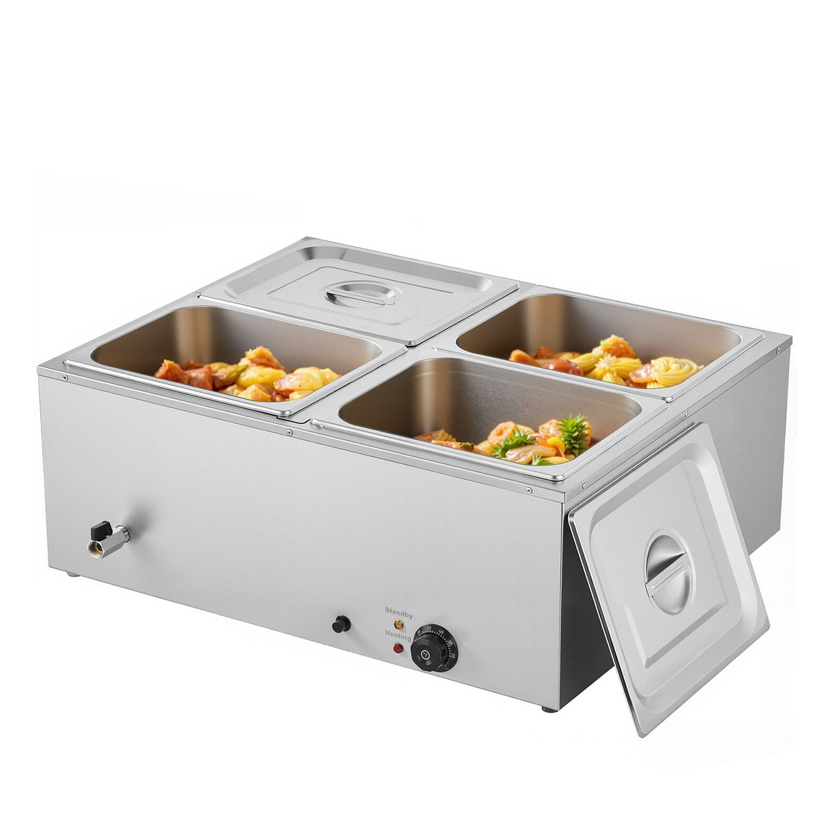Commercial Food Warmer 1500W 4 Pan Electric Bain Marie Buffet Steam Table
