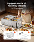 Commercial Food Warmer, 1500W Electric Stainless Steel Steam Food Warmer with Lid, 4-Pan Fast Heating Countertop Buffet Bain Marie with Soup & Perforated Ladles, for Catering, Restaurant, Party