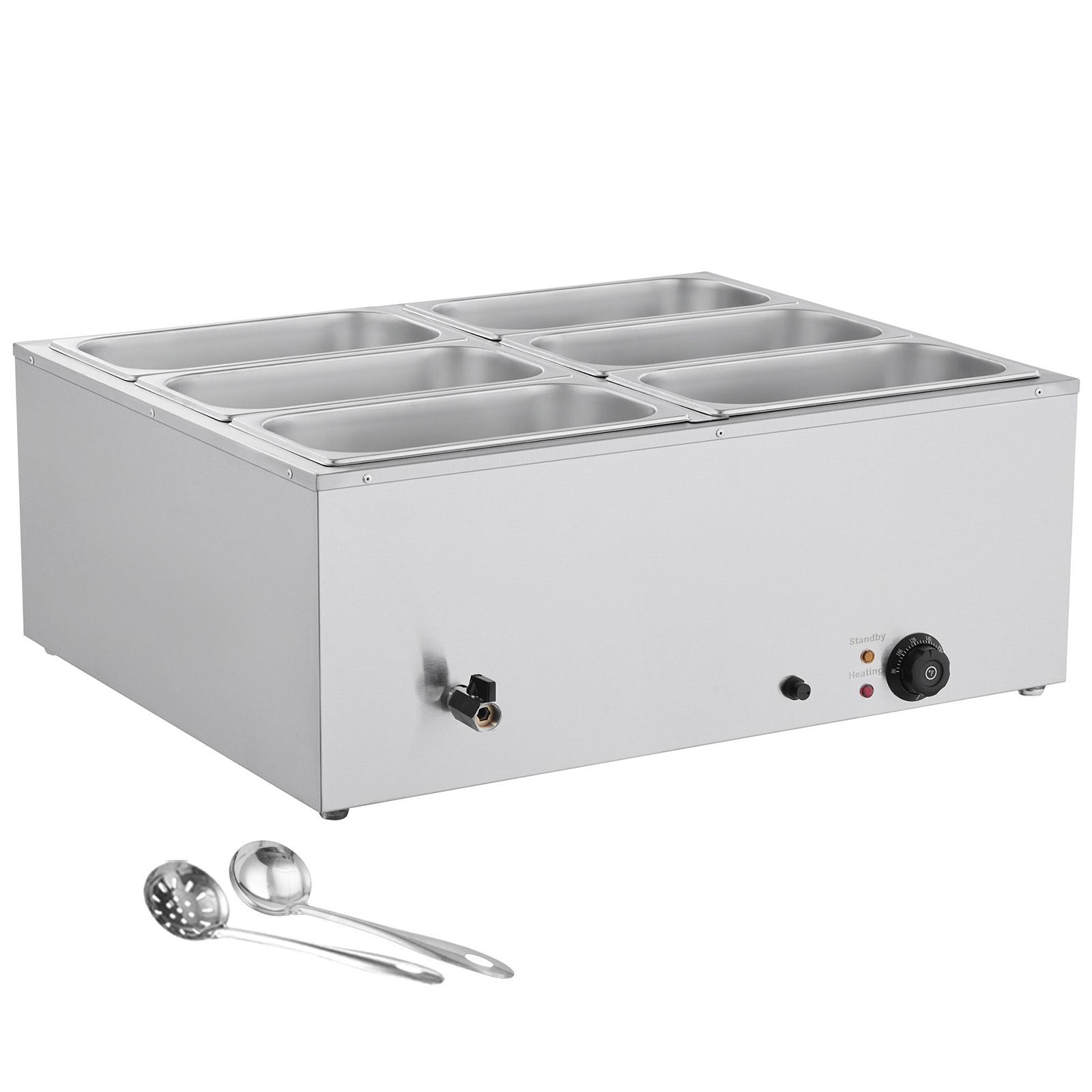 Commercial Food Warmer 1500W 6 Pan Electric Bain Marie Buffet Steam Table