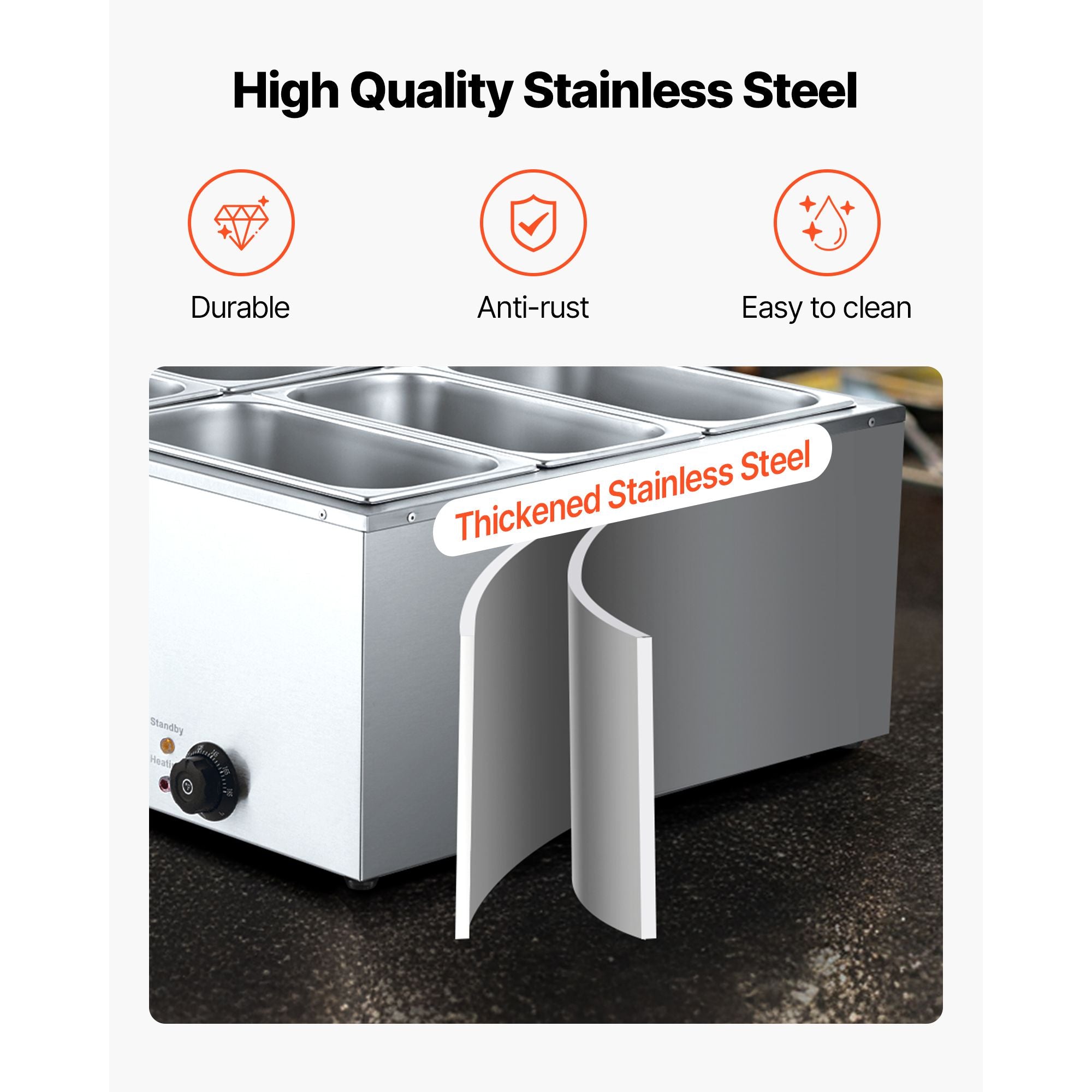Commercial Food Warmer 1500W 6 Pan Electric Bain Marie Buffet Steam Table