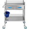 Lab Serving Cart, 2 Layers Stainless Steel Utility Rolling Cart, Medical Cart with Two Drawers, Dental Utility Cart with Lockable Wheels and A Bucket, for Laboratory, Hospital, Dental Use