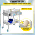 Lab Serving Cart, 2 Layers Stainless Steel Utility Rolling Cart, Medical Cart with Two Drawers, Dental Utility Cart with Lockable Wheels and A Bucket, for Laboratory, Hospital, Dental Use