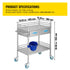Lab Serving Cart, 2 Layers Stainless Steel Utility Rolling Cart, Medical Cart with Two Drawers, Dental Utility Cart with Lockable Wheels and A Bucket, for Laboratory, Hospital, Dental Use