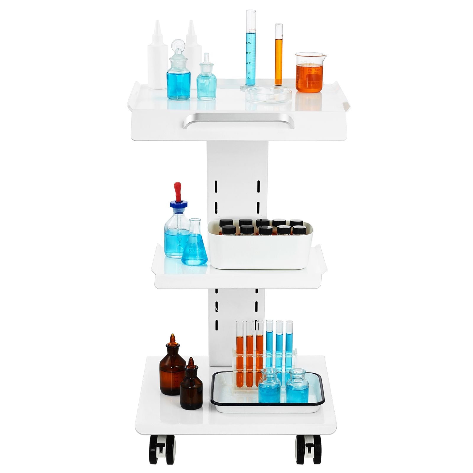 Trolley Cart Dental Lab Mobile Rolling Serving Cart 3 Layers with Socket