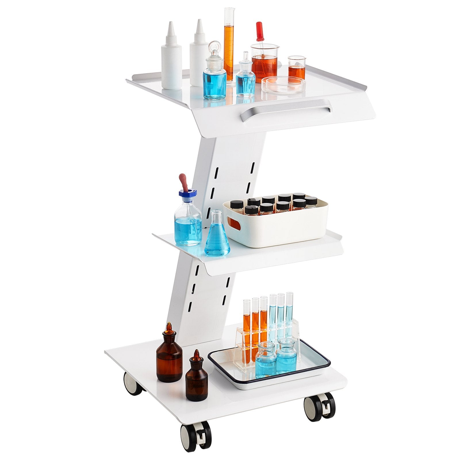 Trolley Cart Dental Lab Mobile Rolling Serving Cart 3 Layers with Socket