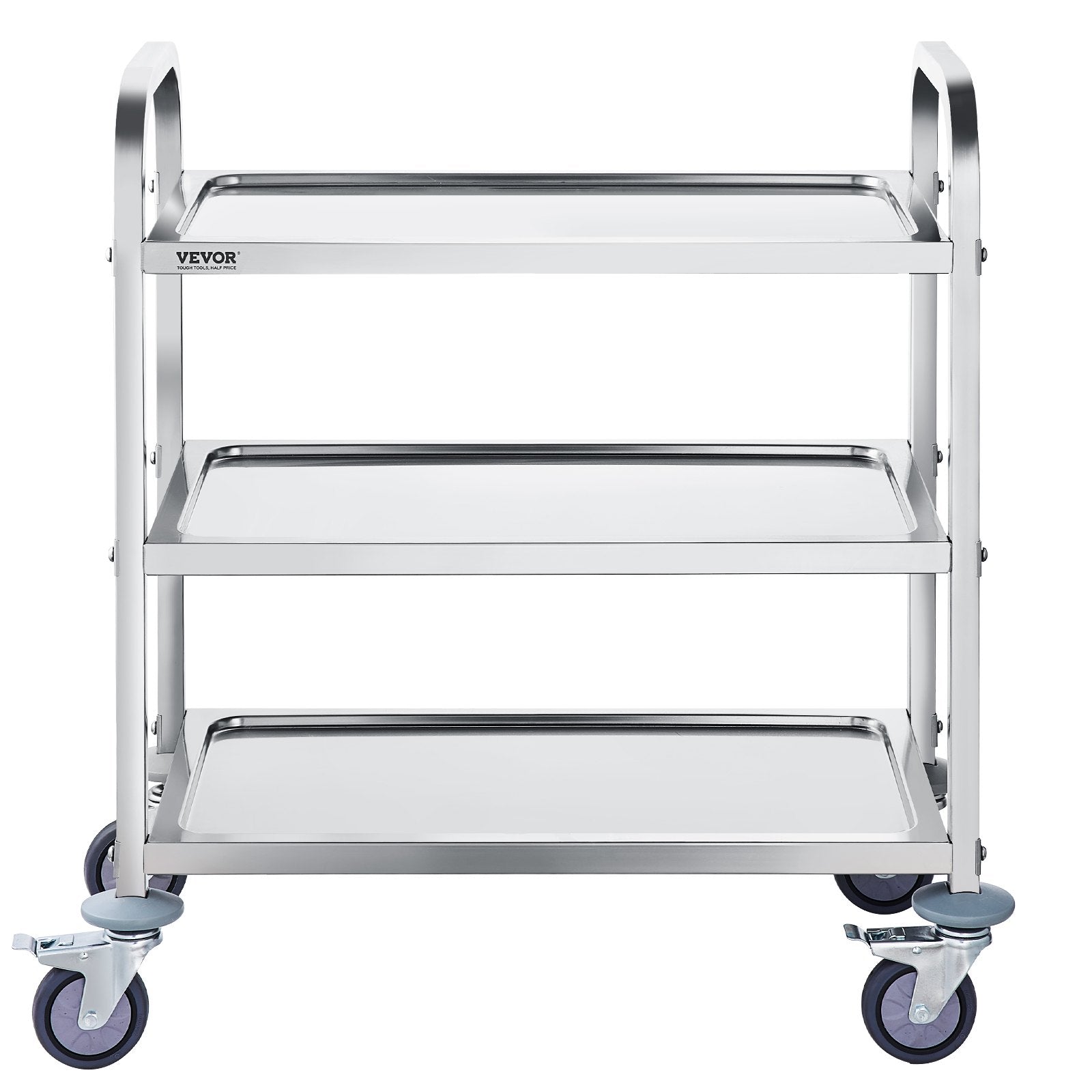 Stainless Steel Cart, 3 Layers Lab Utility Cart 181 kg Weight Capacity, Medical Cart with Lockable Universal Wheels, for Lab, Clinic, Kitchen, Salon