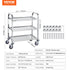 Stainless Steel Cart, 3 Layers Lab Utility Cart 181 kg Weight Capacity, Medical Cart with Lockable Universal Wheels, for Lab, Clinic, Kitchen, Salon