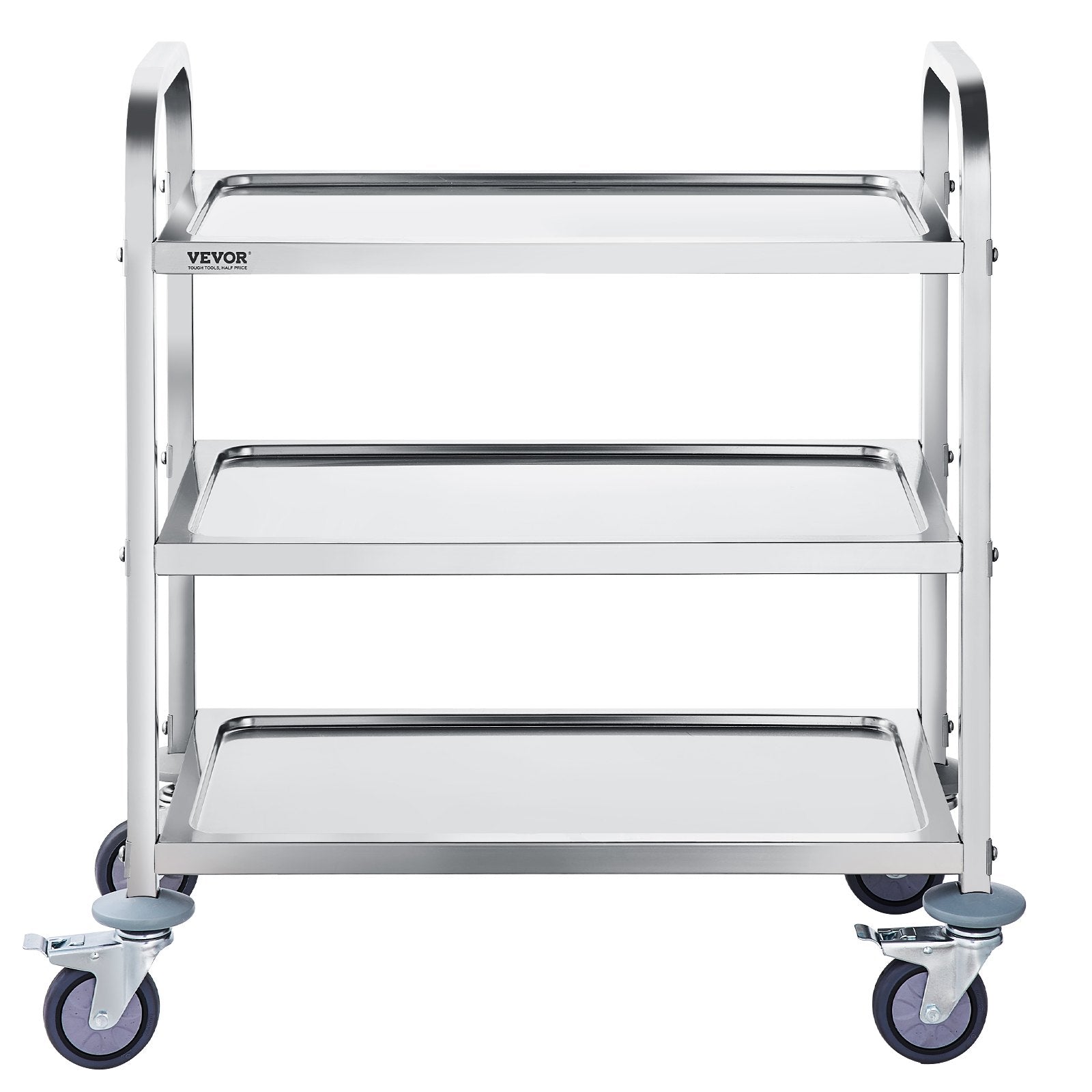 Stainless Steel Cart, 3 Layers Lab Utility Cart 181 kg Weight Capacity, Medical Cart with Lockable Universal Wheels, for Lab, Clinic, Kitchen, Salon