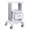 2 Tiers Lab Carts Mobile Medical Cart with 1 Drawer & 1 Top Tray White