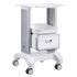 2 Tiers Lab Carts Mobile Medical Cart with 1 Drawer & 1 Top Tray White