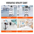 3 Tiers Lab Carts, Lab Utility Cart with 2 Drawers & 1 Top Tray, Mobile Medical Cart with ABS Material, Lab Rolling Cart with 4 Silent Wheels for Lab, Clinic, Hospital, Salon, White