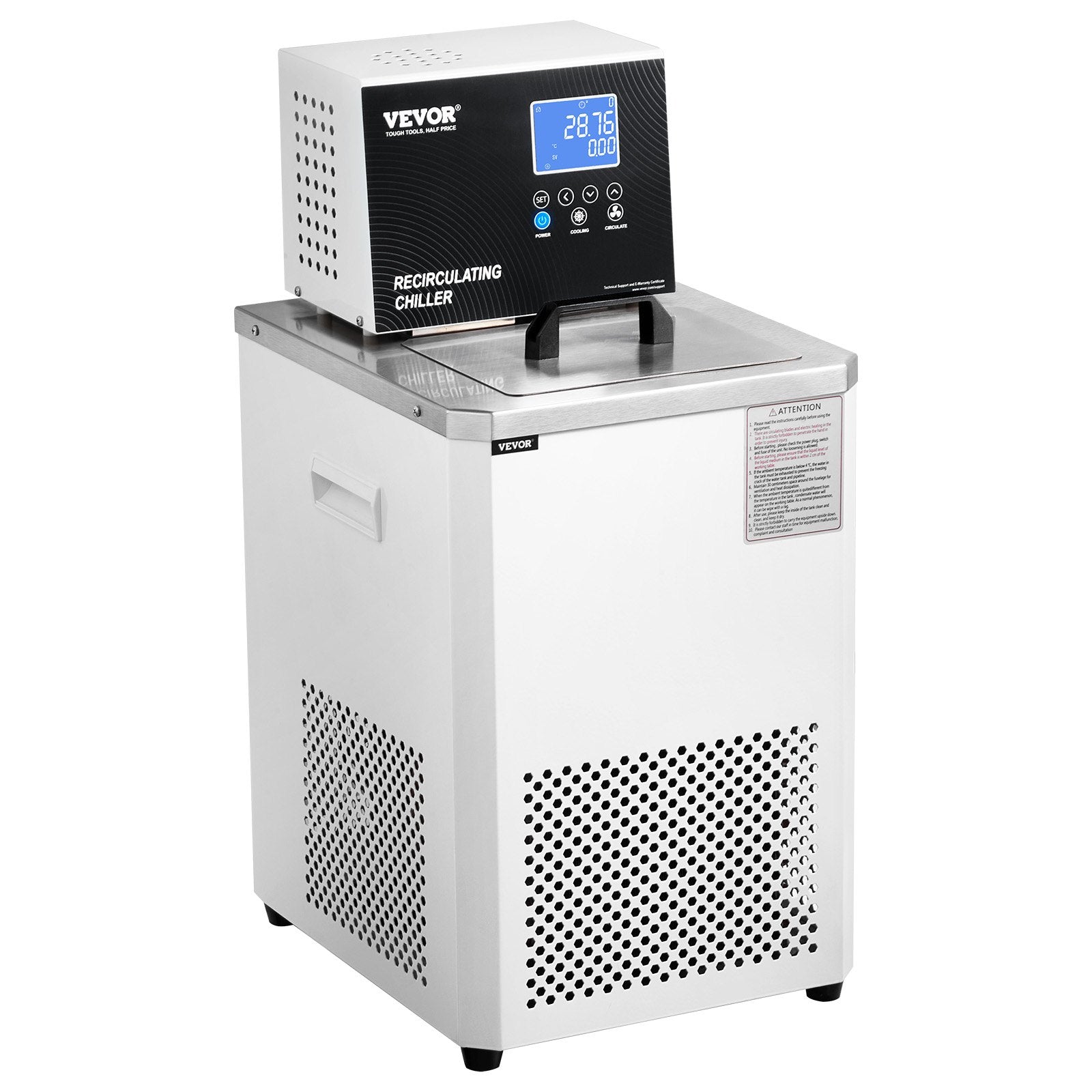 Laboratory Chiller Circulator, 6L Chiller Lab Low Temperature Cooling Liquid, 23°F-212°F Circulator Pump Chiller, LCD Display, 304 Stainless Steel Water Bath Recirculating Water Cooling Chiller