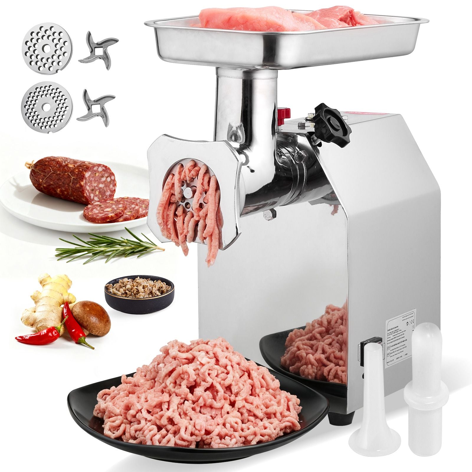 Commercial Electric Meat Grinder 9.2 Lbs/Min Sausage Stuffer Maker Kitchen